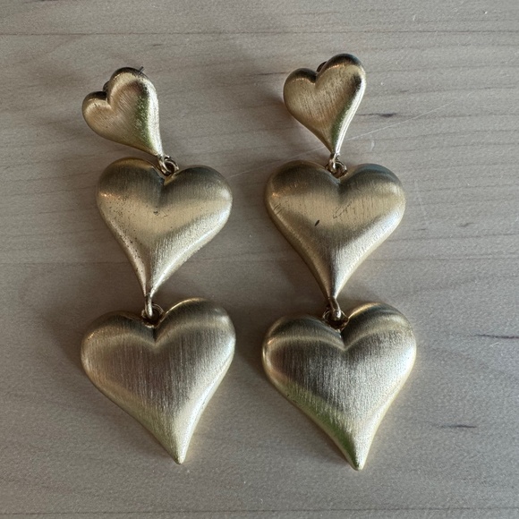 Barbie Movie Inspired Gold Tiered Heart Earrings - Picture 1 of 1